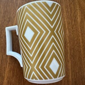 2013 Starbucks White Gold Coffee Mug Cup by Rosanna Art Deco Mid Century 12 oz